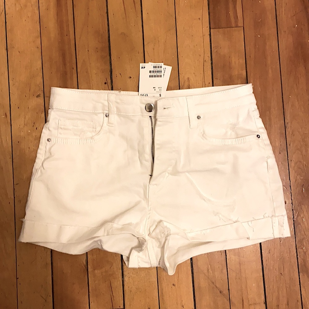 White jean shorts